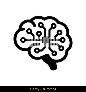 Cervello stilizzato con circuito elettronico, icona del concetto di intelligenza artificiale Illustrazione Vettoriale