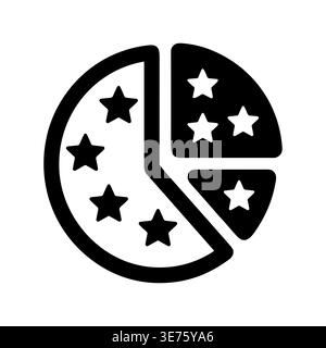 Grafico a torta con stelle, visualizzazione dei dati, vettore bianco e nero Illustrazione Vettoriale
