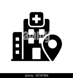 Icona posizione ospedale, servizio medico, assistenza sanitaria, illustrazione vettoriale Illustrazione Vettoriale