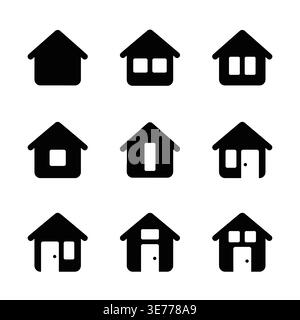 Set di icone semplici per la casa in stile glifo moderno Illustrazione Vettoriale