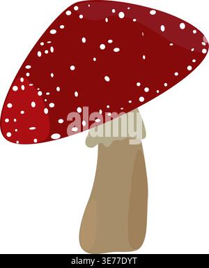 Illustrazione vettoriale di funghi agarici della mosca rossa. Amanita muscaria fungo velenoso della foresta isolato su fondo trasparente. Natura autunnale Illustrazione Vettoriale