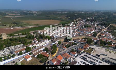 Foto drone Obidos Portogallo Europa Foto Stock