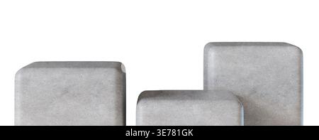 I podi in calcestruzzo sono esposti in modo chiaro e presentano il loro design tridimensionale. L'attenzione è rivolta alle forme e alle texture uniche di Foto Stock