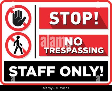 Cartello divieto di area ad accesso limitato. Non entrare, solo personale autorizzato. Vettore su sfondo trasparente Illustrazione Vettoriale