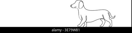 disegno a linea continua di un dachshund, illustrazione vettoriale di line art Illustrazione Vettoriale