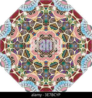 Colorato Mandala carino. Decorazione tonda insolita ornamenti. Illustrazione Vettoriale