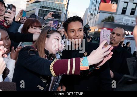Jaafar Jackson durante la prima cinematografica di „Michael“ alla Uber Eats Music Hall l'11 aprile 2026 a Berlino, Germania Foto Stock
