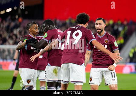 Durante la partita di Premier League al London Stadium di Londra. Data foto: Venerdì 10 aprile 2026. Foto Stock