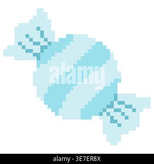 Caramelle pixel Sky Blue in stile retrò a 8 bit. Illustrazione di caramelle perfette per giochi e progetti di design creativi Illustrazione Vettoriale