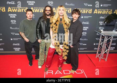 Tokio Hotel, Gustav Schaefer, Tom Kaulitz Bill Kaulitz e Georg Listing durante il radio Regenbogen Award 2026 all'Europa-Park il 10 aprile 2026 a Rust, Germania radio Regenbogen Award all'Europapark di Rust, Germania *** Tokio Hotel, Gustav Schaefer, Tom Kaulitz Bill Kaulitz e Georg Listing durante il radio Regenbogen Award 2026 all'Europa Park il 10 aprile 2026 all'Europaparbogen Award in Germania Foto Stock