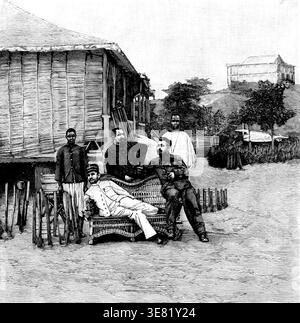 La spedizione Marchand a Loango, 1898. 'I Expedition...another...campaign del capitano Marchand nel Soudan devono essere intrapresi da un esercito anglo-egiziano in gran parte aumentato sotto il comando del Sirdar, Sir Herbert Kitchener... contemporaneamente a questa avanzata, non meno di cinque diverse spedizioni, che rappresentano rispettivamente i governi di Gran Bretagna, Francia e Belgio, stanno viaggiando da varie points...into regioni intorno all'alto Nilo... le forze francesi guidate dal capitano Marchand hanno iniziato a incombere in grande sull'alto Nilo... la spedizione partì dalla frontiera francese Foto Stock