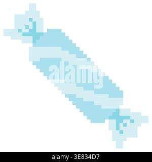 Dolci avvolti in morbido pixel blu in stile retrò a 8 bit. Perfetto per le risorse di gioco e il design creativo Illustrazione Vettoriale
