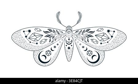 Tatuaggio di animali Mystic celestial Math Night Illustrazione Vettoriale