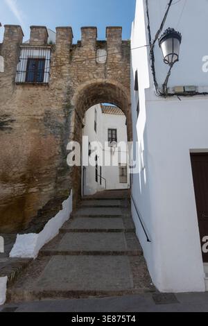 Vista della porta Sancho IV (Puerta de Sancho IV), a Vejer de la Frontera, provincia di Cadice, Andalusia, Spagna. Foto Stock