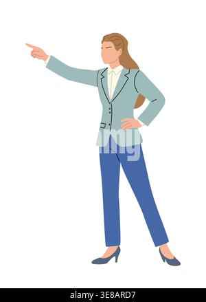 La giovane donna d'affari punta con la mano Illustrazione Vettoriale