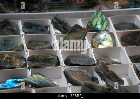 una pietra di labradorite dettaglio ravvicinato Foto Stock