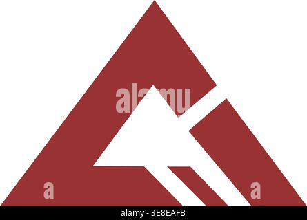 Lettera astratta moderna Un logo con audace design geometrico a triangolo rosso, simbolo del marchio minimalista per l'identità aziendale e la creatività Illustrazione Vettoriale