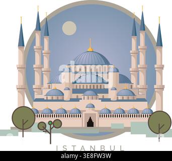 La Moschea del Sultano Ahmed - la Moschea Blu - Istanbul - illustrazione di scorta come file EPS 10 Illustrazione Vettoriale