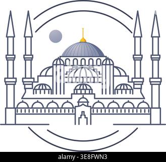 La Moschea del Sultano Ahmed - la Moschea Blu - Istanbul - illustrazione di scorta come file EPS 10 Illustrazione Vettoriale