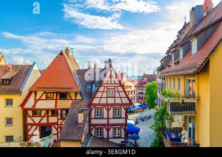 Paesaggio urbano di Norimberga con vecchi edifici colorati case medievali in legno, Piazza Tiergartnertor nel centro storico di Norimberga, nel centro storico di Norimberga Foto Stock