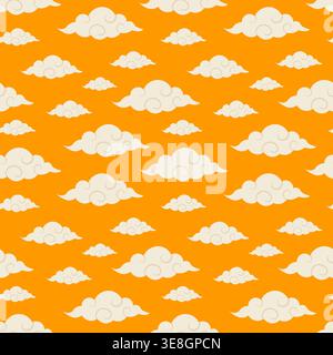 Nuvole cinesi motivo uniforme illustrazione vettoriale di sfondo orientale. Illustrazione Vettoriale