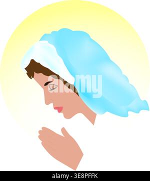 Cuore Immacolato di Mary Vector in bianco e nero, la nostra signora Illustrazione Vettoriale
