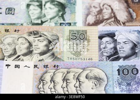 Vecchi soldi cinesi - Yuan un background di affari Foto Stock