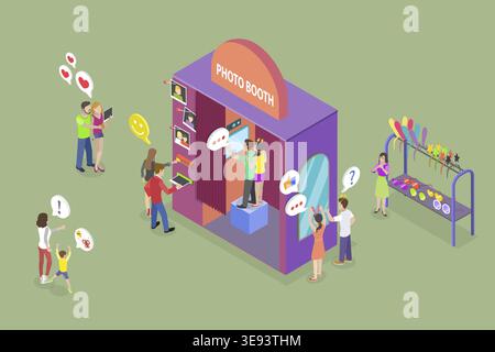 Illustrazione concettuale del vettore piatto isometrico 3D di Photobooth, Entertainment Fair Foto Stock