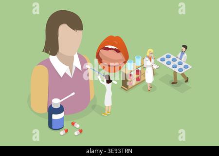 3D Isometric Flat Vector illustrazione concettuale di Otolaringologia, trattare le malattie di orecchio, naso, gola Foto Stock