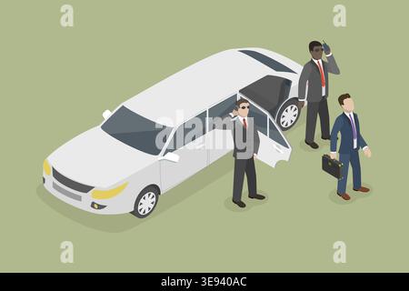 Illustrazione concettuale del vettore piatto isometrico 3D di Bodyguard, Security Service Foto Stock