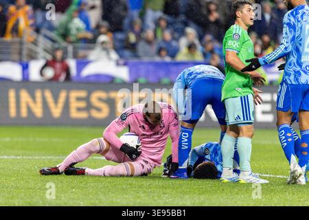 Seattle, Washington, Stati Uniti. 15 aprile 2026. 15 aprile 2026; Seattle, Washington, Stati Uniti; nella prima metà della partita Seattle Sounders vs Tigres nella CONCACAF Champions Cup al Lumen Field.credito obbligatorio: Melissa Levin - Zuma Press (Credit Image: © Melissa Levin/ZUMA Press Wire) SOLO PER USO EDITORIALE! Non per USO commerciale! Foto Stock