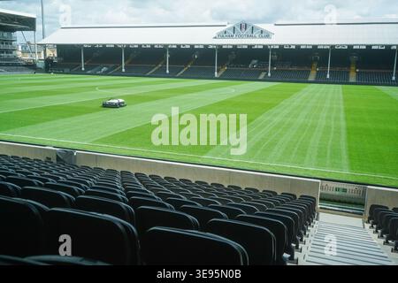 17 aprile 2026 The Johnny Haynes Stand al Craven Cottage, sede del Fulham Football Club Foto Stock