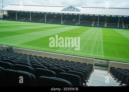 17 aprile 2026 The Johnny Haynes Stand al Craven Cottage, sede del Fulham Football Club Foto Stock