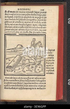 Vitruvio (c. 80–15 a.C.) è stato un architetto e ingegnere romano, noto per il suo trattato sull'architettura, *De Architectura*. L'edizione fiorentina del 1513 della sua opera, *Vitrvvivs itervm et Frontinvs*, fu stampata da Filippo de giunta, con i contributi di fra Giocondo. L'immagine di archivio mostra una pagina di questa edizione, evidenziando il layout e le illustrazioni del libro. Foto Stock