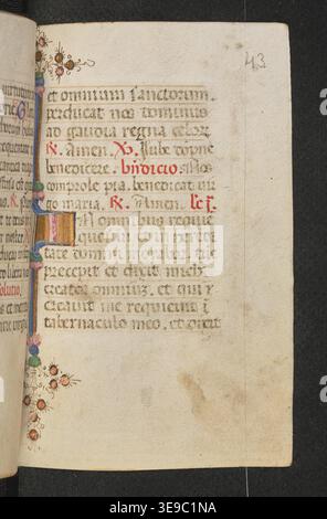 "Horae" (XV secolo) è un manoscritto polacco stampato a PN. Wochy, Polonia. Il manoscritto è composto da 162 pagine, ognuna decorata con illustrazioni e preghiere religiose, che rappresentano le pratiche devozionali del cattolicesimo polacco medievale. Foto Stock