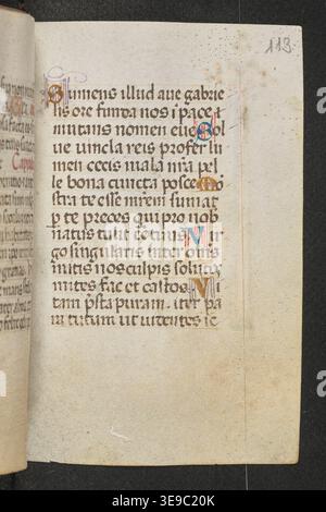 Horae (XV secolo) è un manoscritto polacco miniato del 1400, contenente 162 pagine illustrate. Il manoscritto, prodotto a PN. Wochy 4, è un esempio di illuminazione gotica dei manoscritti e design religioso dei libri. Foto Stock