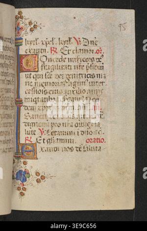 Questo manoscritto illuminato *Horae* del XV secolo, prodotto nel nord della Polonia, contiene 162 pagine. Rappresenta i devozionali cristiani medievali, con illustrazioni illuminate e rilegatura tradizionale. Foto Stock