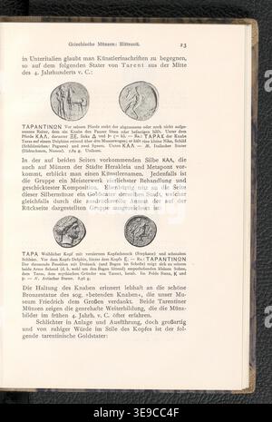 *Die antiken Münzen* (monete antiche) di Alfred von Sallet, pubblicato nel 1929, fornisce un ampio studio sulle monete antiche del periodo greco e romano. L'opera è curata da Kurt Regling (1876-1935), uno dei principali numismatici dell'epoca. Questo libro è un riferimento chiave per coloro che sono interessati alle monete antiche e alle collezioni di monete. Foto Stock