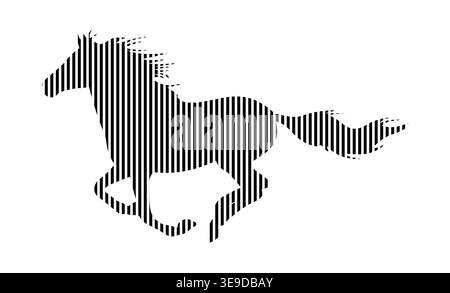 Silhouette da running con righe nere su sfondo bianco. Illustrazione vettoriale. Illustrazione Vettoriale