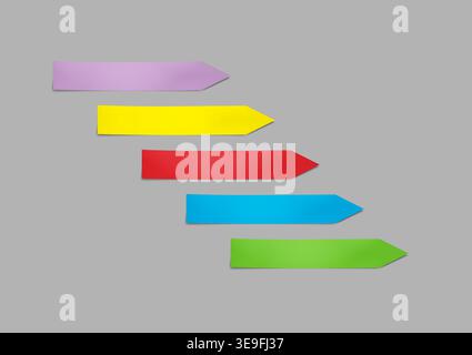 Note di indice adesive. Set vettoriale colore. Adesivi per segnalibri di carta colorati vuoti Illustrazione Vettoriale