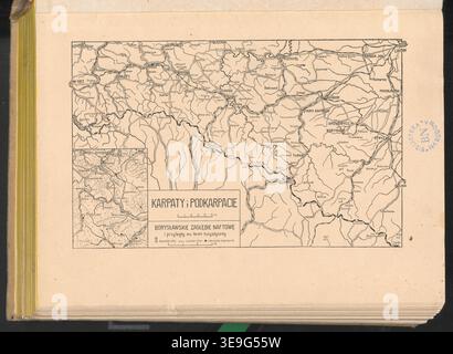 Ferdynand Antoni Ossendowski (1876–1945) è stato uno scrittore, esploratore e attivista polacco. Karpaty i Podkarpacie documenta i Carpazi e la regione subcarpatica della Polonia. L'immagine d'archivio riproduce illustrazioni e mappe della pubblicazione del 1939, mostrando la geografia e i punti di riferimento culturali della regione. Foto Stock