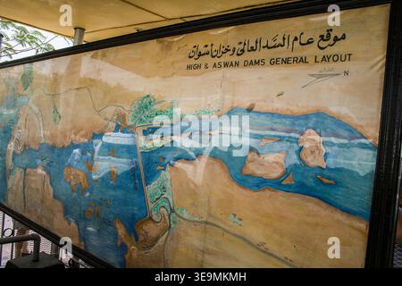 Mappa intitolata High & Aswan Dams General Layout, Egitto. Foto Stock