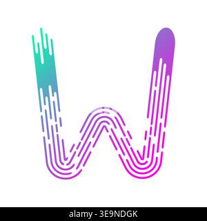 Lettera W con effetto glitch. Elementi del modello vettoriale per l'applicazione o l'identità aziendale. Logo gradiente alfabetico del pennello artistico. Illustrazione Vettoriale
