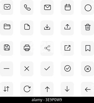 Collezione Universal Icon Set: Pacchetto Modern Minimal Symbols and Signs Illustrazione Vettoriale