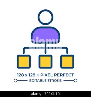 Icona del colore della linea pixel Perfect dell'organigramma Illustrazione Vettoriale