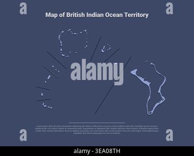 Mappa di alta qualità del territorio britannico dell'Oceano Indiano con chiari confini, dettagli geografici e divisioni regionali, ideale per i viaggi di materiale educativo Illustrazione Vettoriale