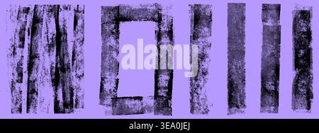 Inchiostro a trama grunge laminato con stampa a vernice per collage di tendenza. Rettangolo della stampa letteraria urbana e timbro lineare su carta. Trama a strisce grunge V Illustrazione Vettoriale