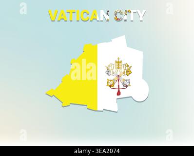 Mappa di alta qualità della città del Vaticano con autentici colori nazionali e iconico design della bandiera, perfetta per l'educazione geografica Illustrazione Vettoriale