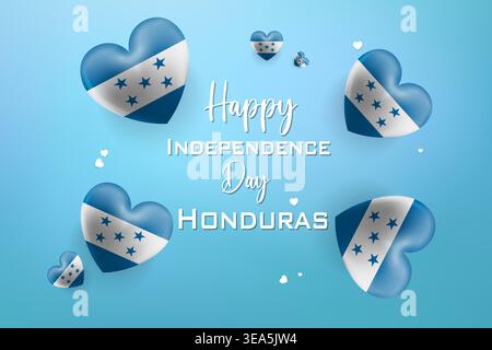 Design a tema cuore 3D di alta qualità per l'Honduras Independence Day, caratterizzato da colori nazionali ed elementi festivi audaci Illustrazione Vettoriale