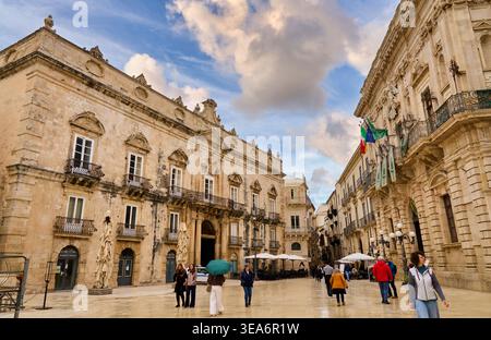 Palazzo Beneventano del Bosco, Palazzo del Vermexio - Municipio, Piazza del Duomo, Isola di Ortiga, Siracusa, Sicilia, Italia Foto Stock